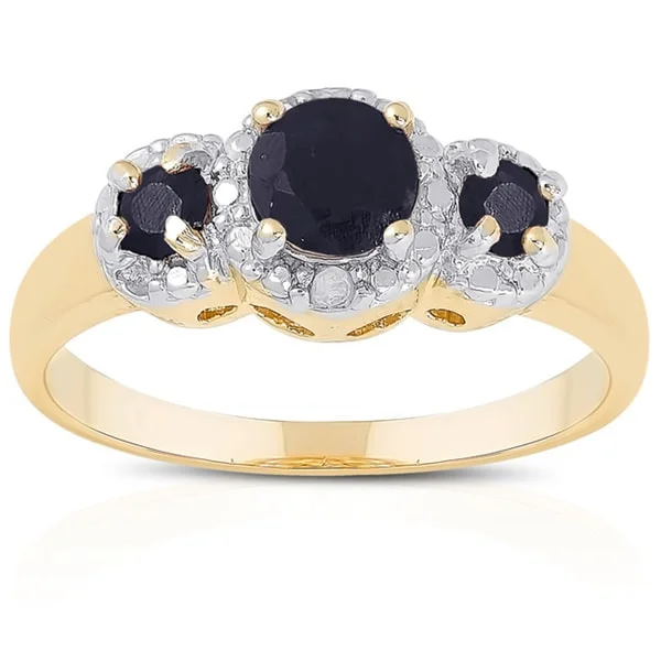 Pierced design ring-Dolce Giavonna Gold over Sterling Silver Gemstone Diamond Accent 3-stone Ring