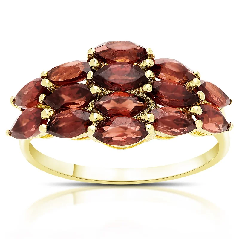 Loose twist ring-Dolce Giavonna Gold Over Sterling Silver Marquise Garnet Cluster Ring