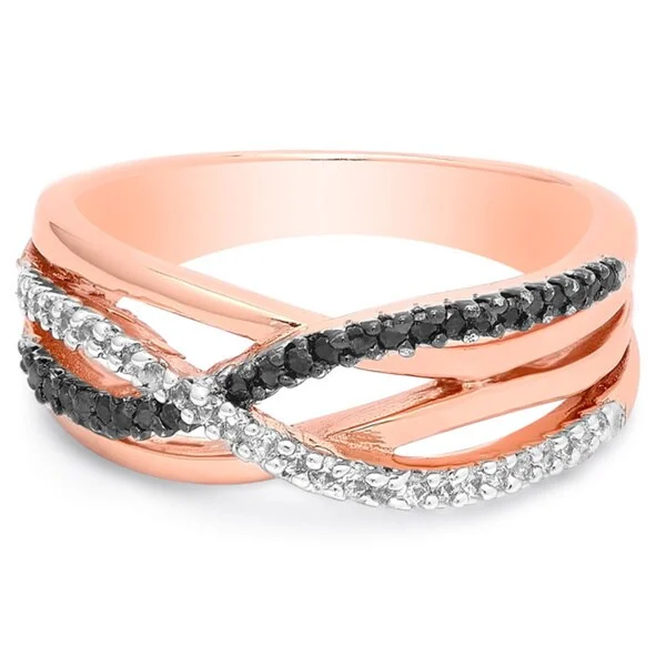 Radiant platinum ring-Dolce Giavonna Rose Gold Overlay Cubic Zirconia Infinity Ring