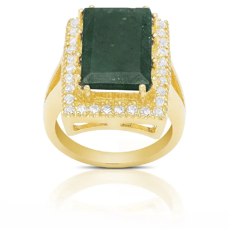 Grained stone ring-Dolce Giavonna Sterling Silver Lab Created Emerald-cut Gemstone Ring