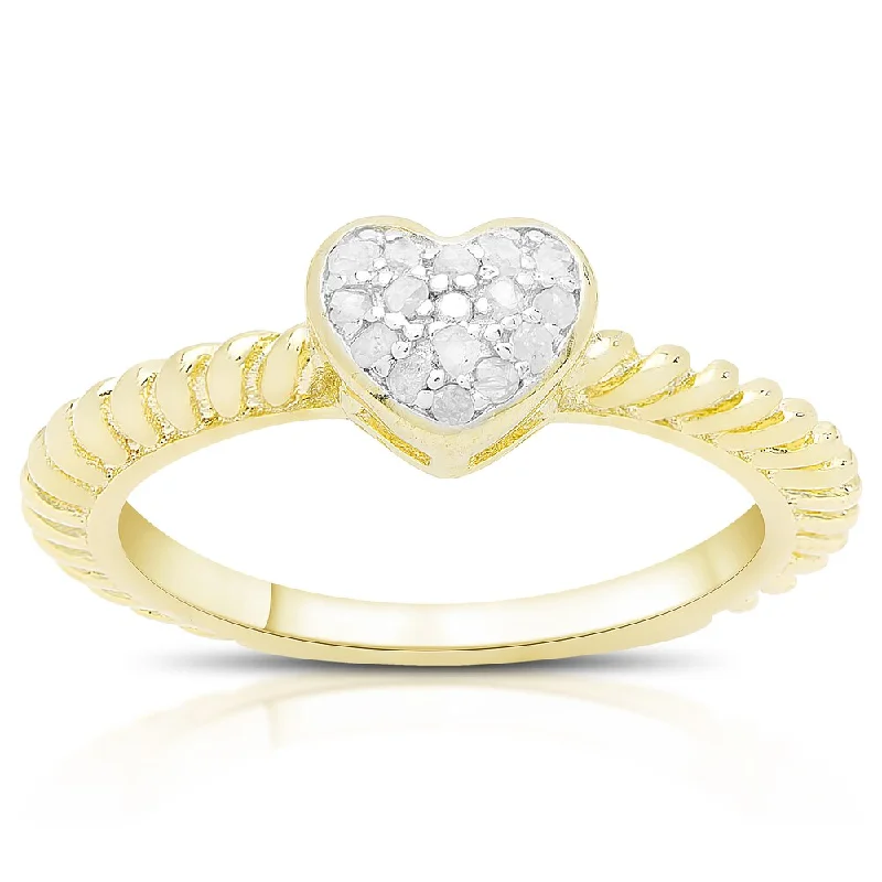 Bold gem ring-Finesque Gold Over Sterling Silver 1/0 Ct TDW Diamond Heart Ring