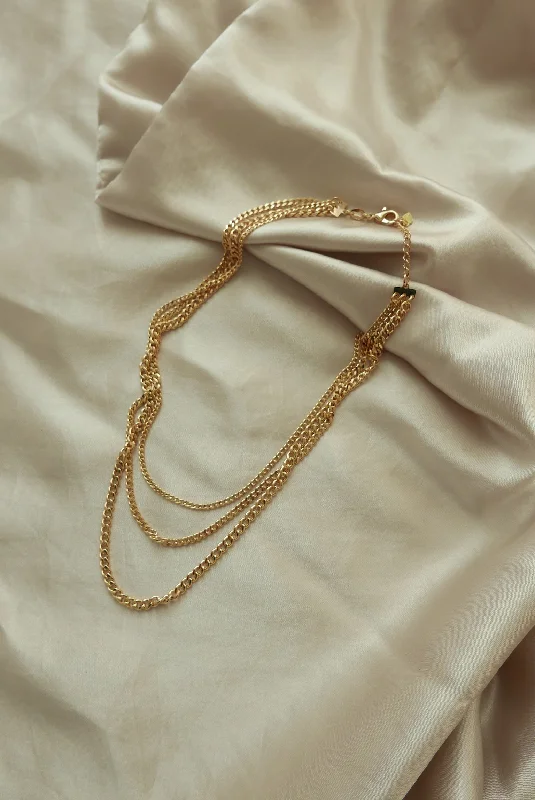 Hand-chiseled necklace-Gold Filled 3-Strand Olivia Necklace