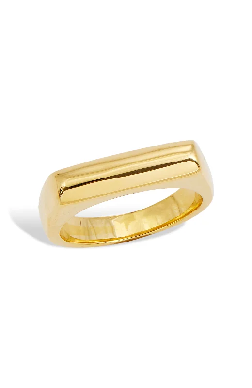 Radiant platinum ring-Gold Plated Wide Signet Ring