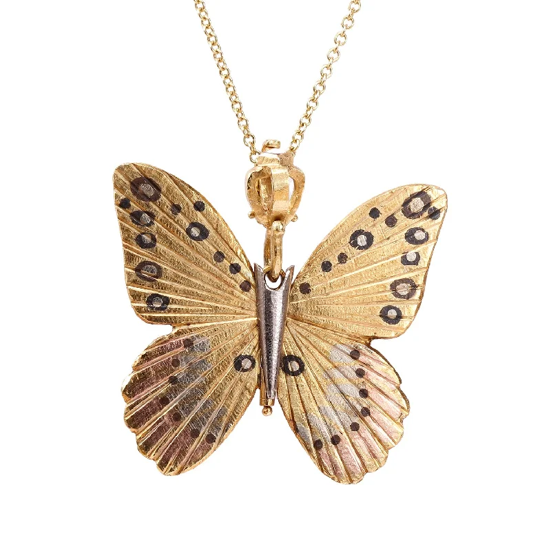 Spiral coil necklace-Golden Goliath Birdwing Butterfly Necklace on Opening Bail