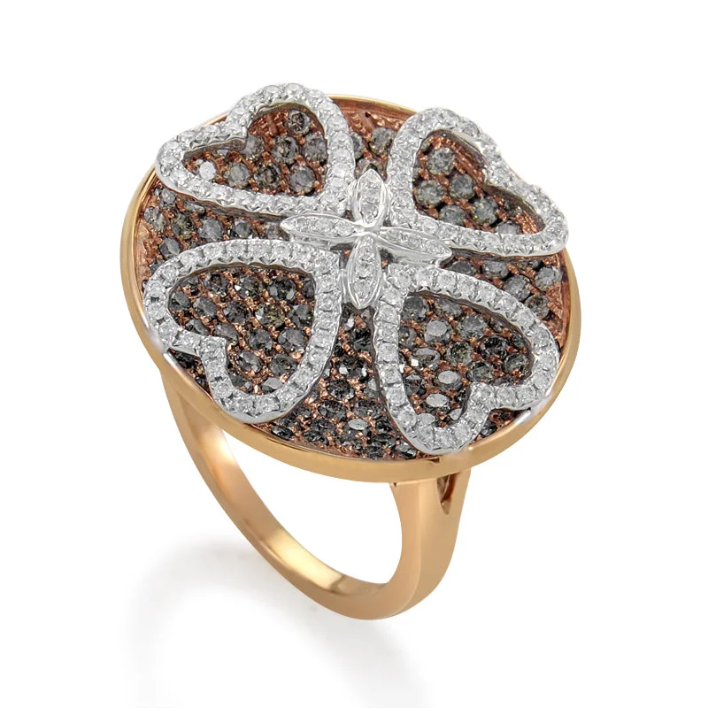 Jagged rim ring-Gregg Ruth Women's 18K Rose Gold Multi-Diamond Clover Ring RD8-10010R