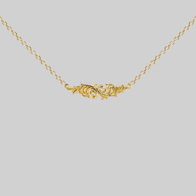 Jutting gem necklace-IMPERIAL. Ornate Flourish Collar - Gold