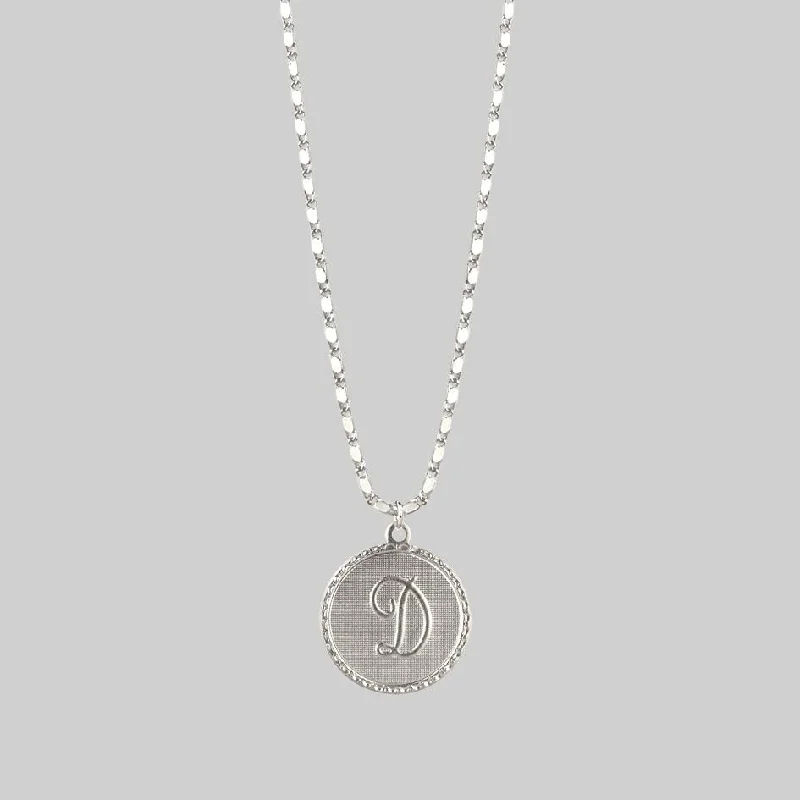 Hand-chiseled necklace-Initial Medallion Silver Necklace (A - M)