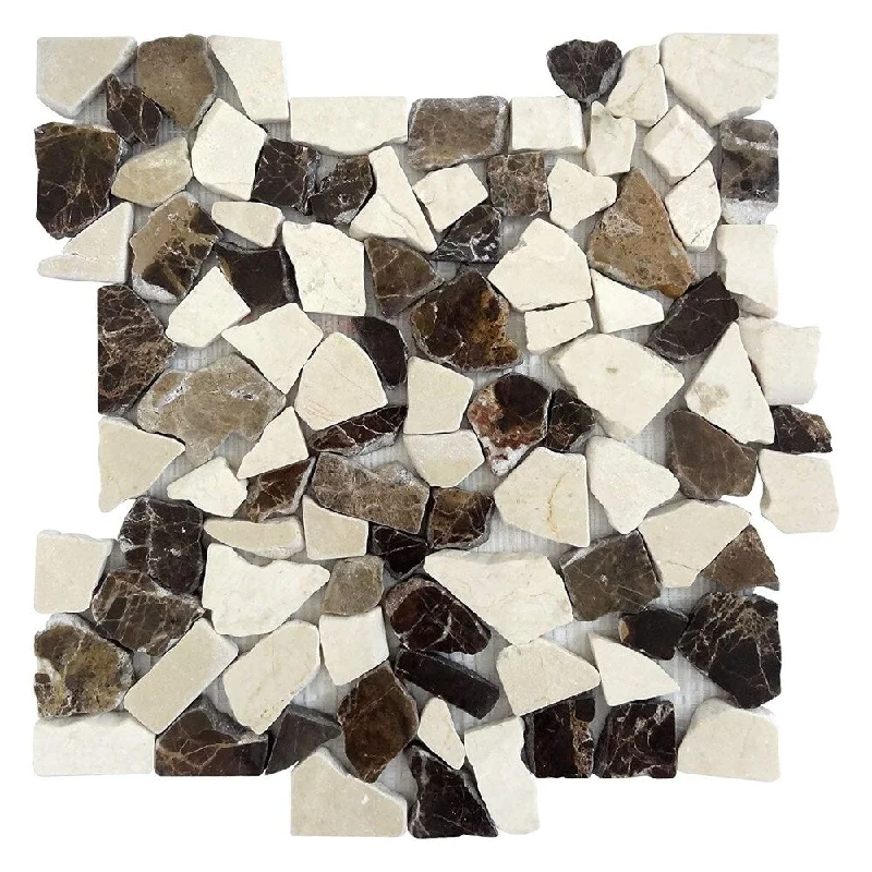 Bold emerald ring-Interlocking Mocha Marble Mosaic(5-Pack) Kitchen, Bathroom, and Patio Flooring -Indoor and Outdoor