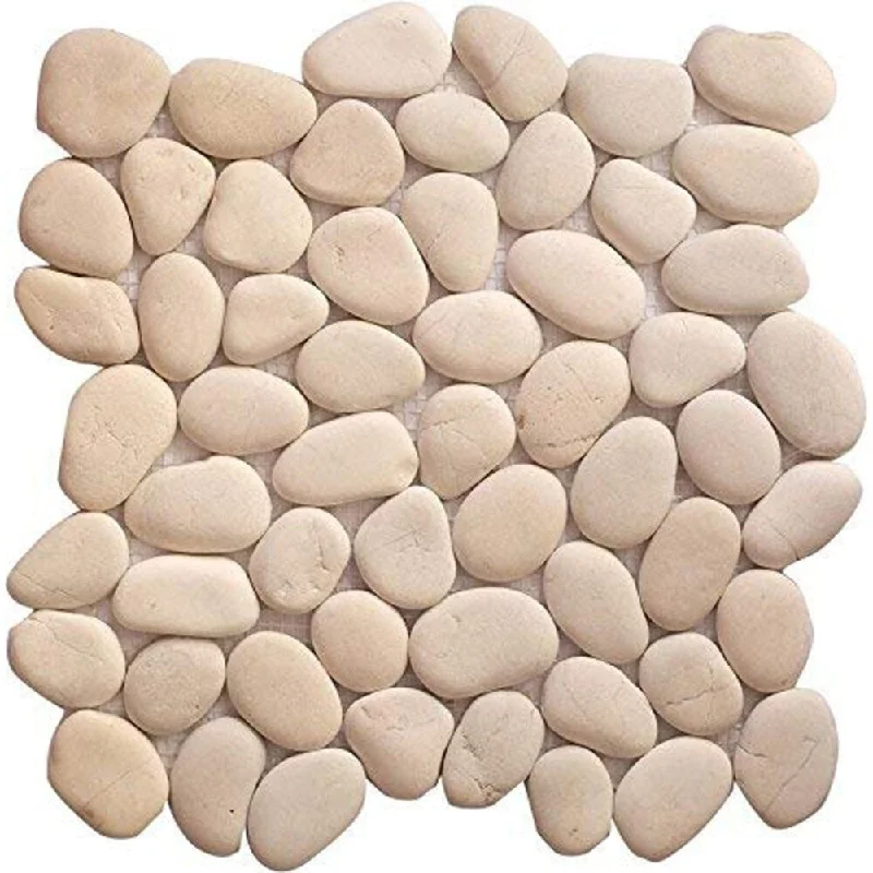 Gentle edge ring-Interlocking Timor White Pebble (11 Pack)- Kitchen, Bathroom, and Patio- Indoor and Outdoor