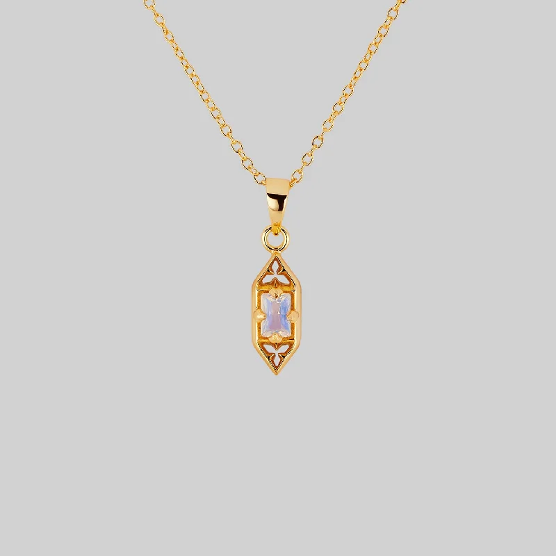 Rising ridge necklace-IVAN. Gothic Window Opalite Necklace - Gold