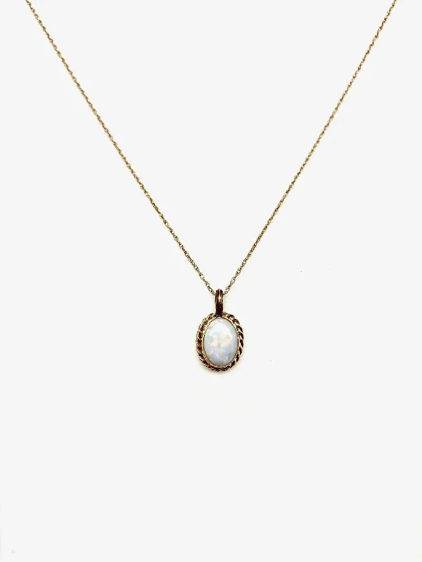 Long diamond necklace-Joy Opal Necklace (14K)