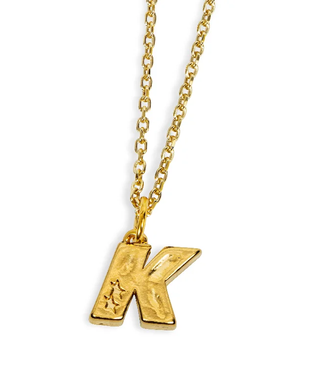 Worn finish necklace-K Necklace