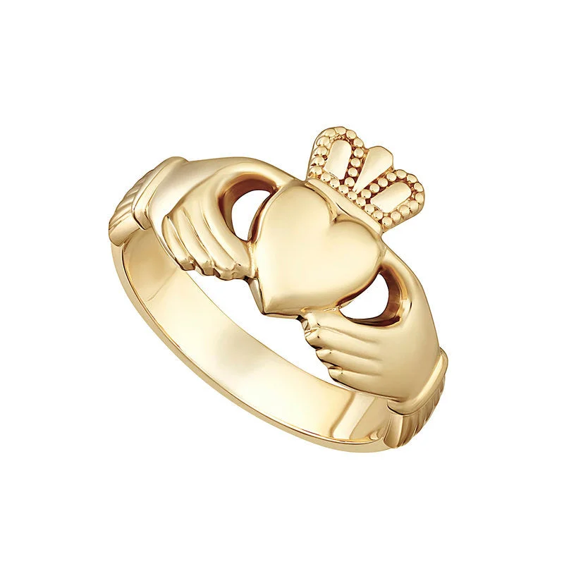 Fine-etched ring-14K Gold Ladies Heavy Claddagh Ring