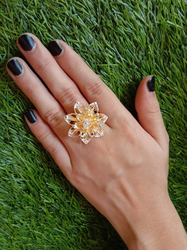 Bold agate ring-Golden Kusum Ring