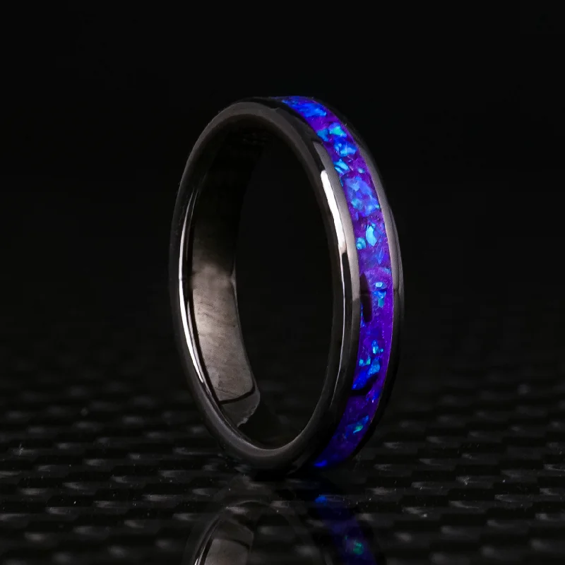 Wire-loop ring-Lavender Opal Glowstone Stackable Ring | Women's Wedding Band