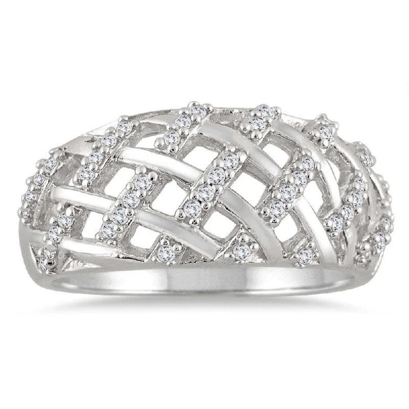 Marquee 10k White Gold 1/4ct TDW White Round-cut Woven Diamond Ring (I-J, I2-I3)