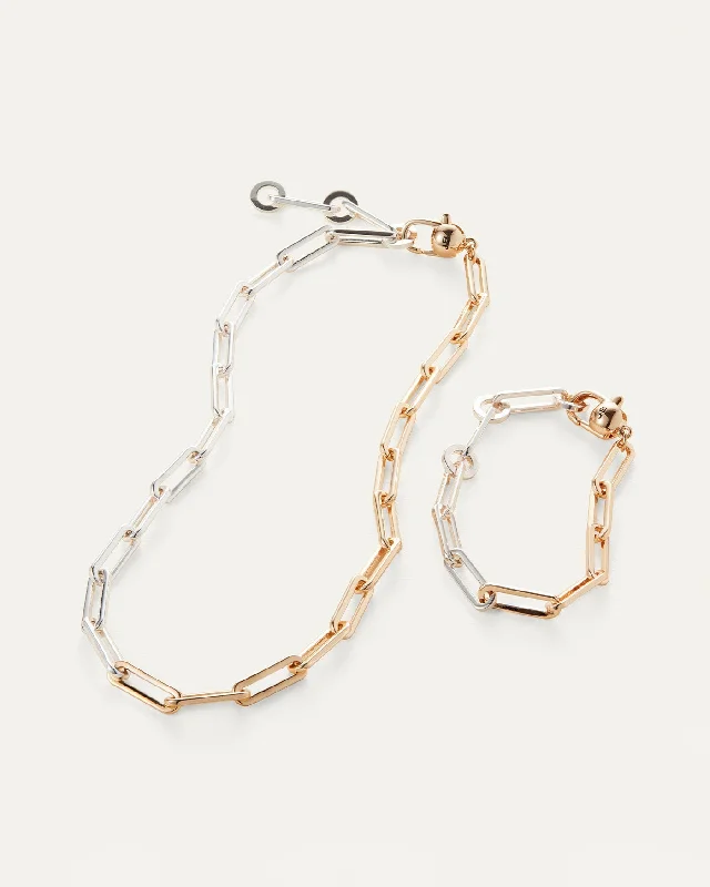 Smelted gold necklace-Modern Link Bundle