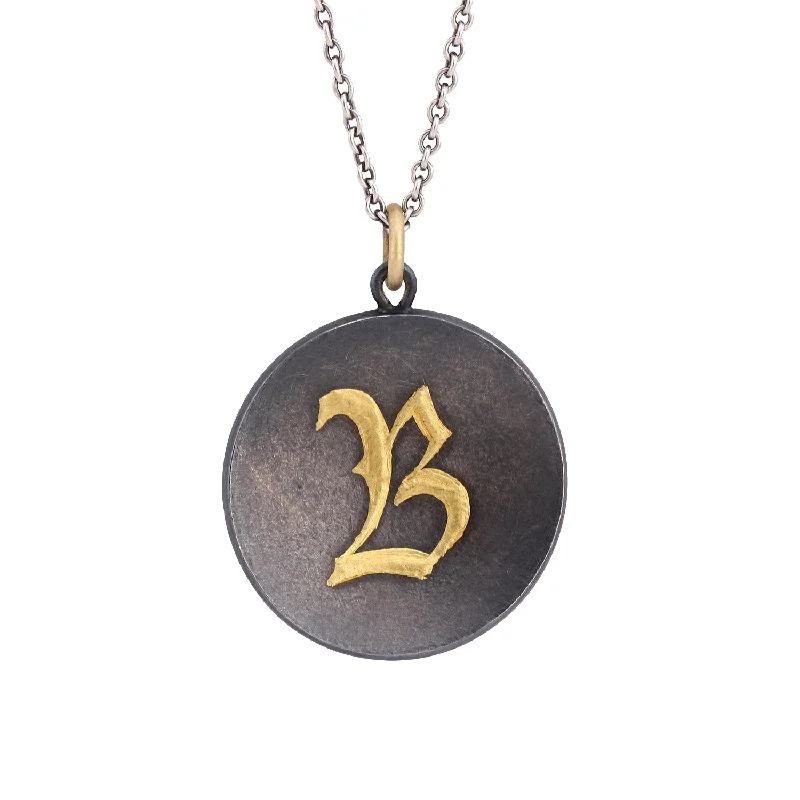 Natural gem necklace-N 325 Uppercase Letter "B" Charm