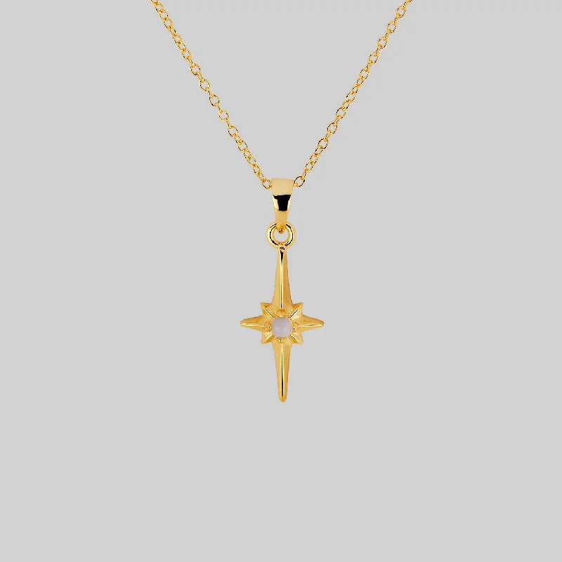 Grooved chain necklace-NOVA. Star Flare Opalite Necklace - Gold