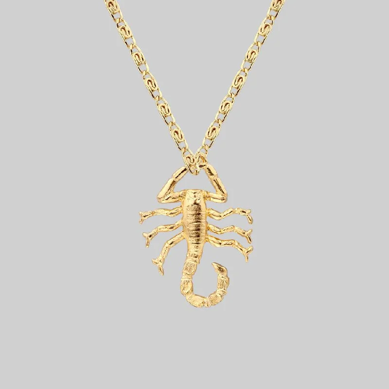 Crested wave necklace-NOXIOUS. Scorpion Charm Necklace - Gold