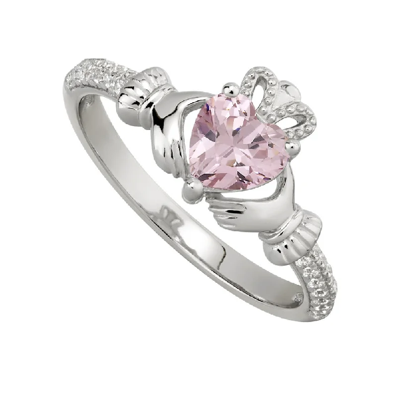 Jagged rim ring-October Claddagh Birthstone Ring