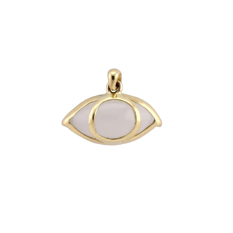 Bold gold necklace-Third Eye Charm with White Moonstone