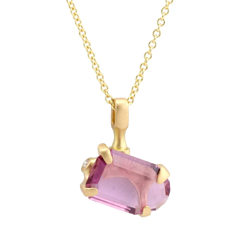 Fractured crystal necklace-Pink Sapphire Pendant