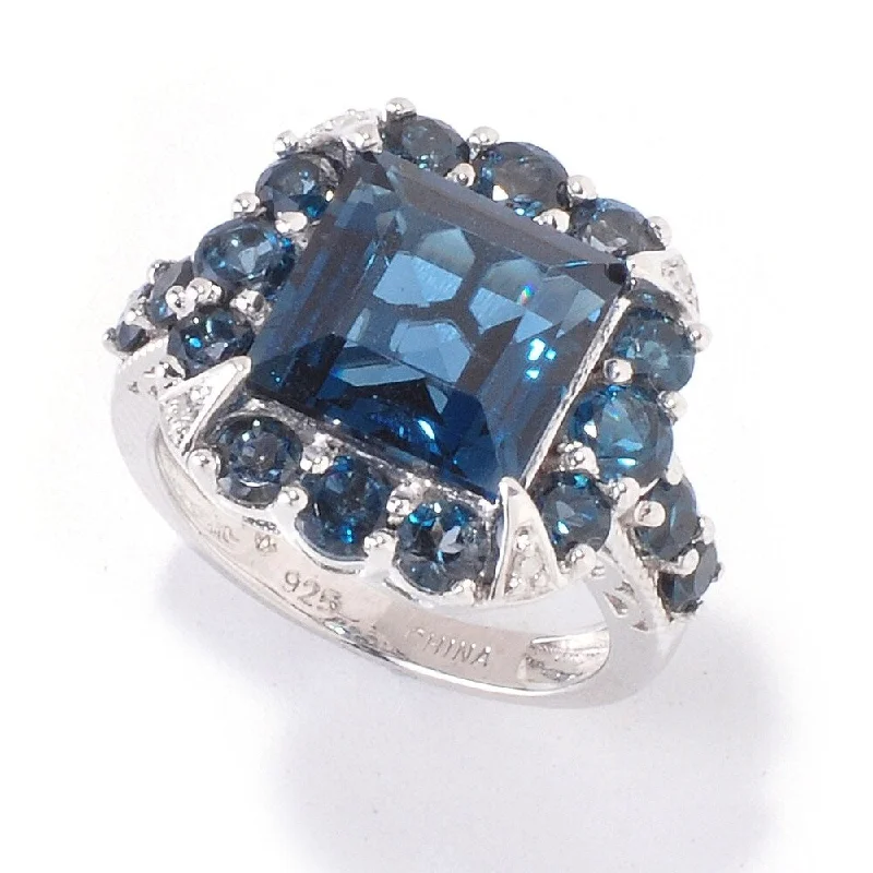 Glistening tourmaline ring-Platinum O/ Silver 8.31Ctw London Blue Topaz Ring