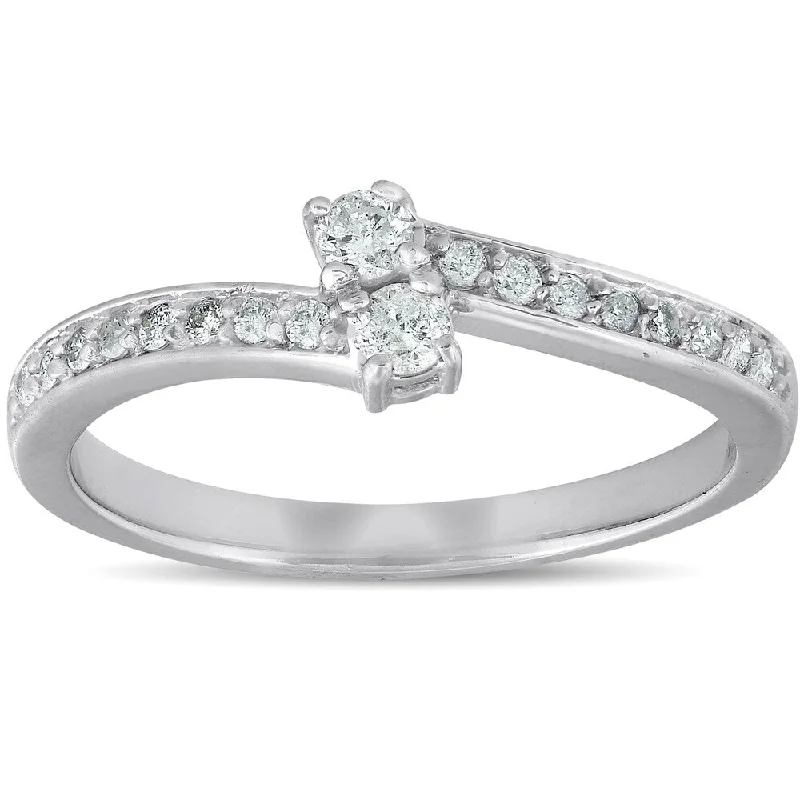 Six-heart ring-Pompeii3 10k White Gold 1/4 ct TDW Two Stone Diamond Ring