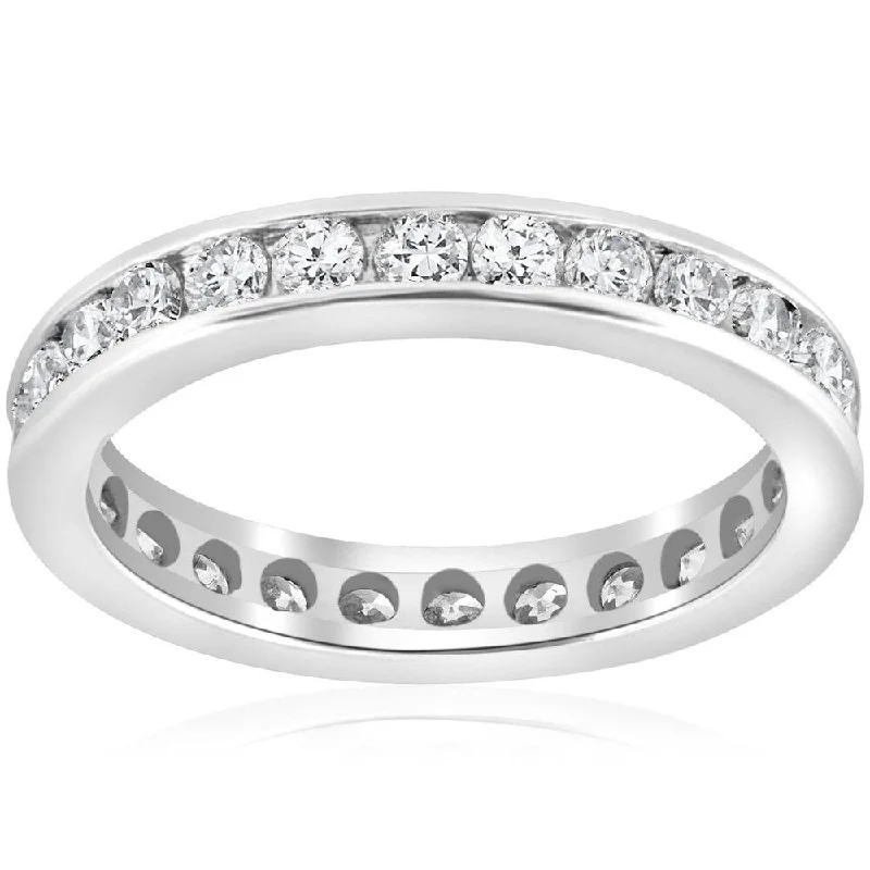 Rising ridge ring-Pompeii3 14k White Gold 1 1/2 Ct TDW Diamond Eternity Ring Channel Set Womens Wedding Band