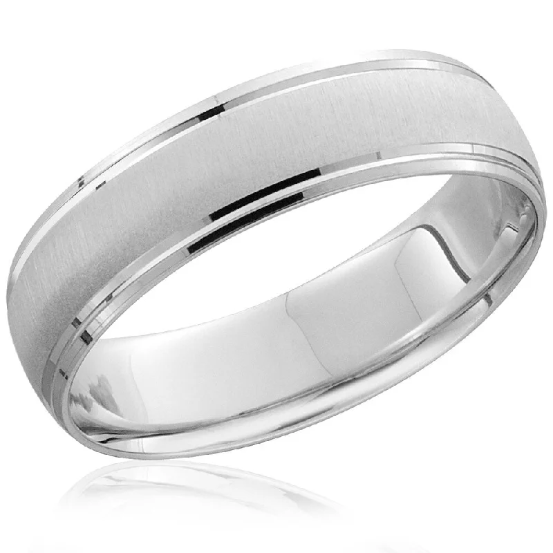 Fern frond ring-Pompeii3 14k White Gold Mens Brushed 6MM Ring Wedding Band