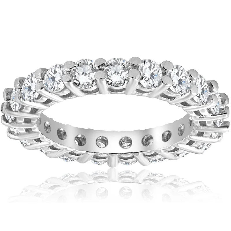 Gentle edge ring-Pompeii3 2 3/8 cttw 14K White Gold Round Shared Prong Diamond Eternity Ring - White H-I