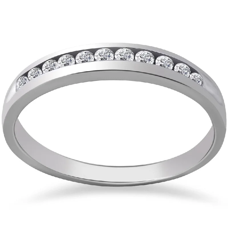 Plaited braid ring-Pompeii3 Platinum 1/4 ct TDW Diamond Wedding Ring Channel Set Womens Anniversary Band