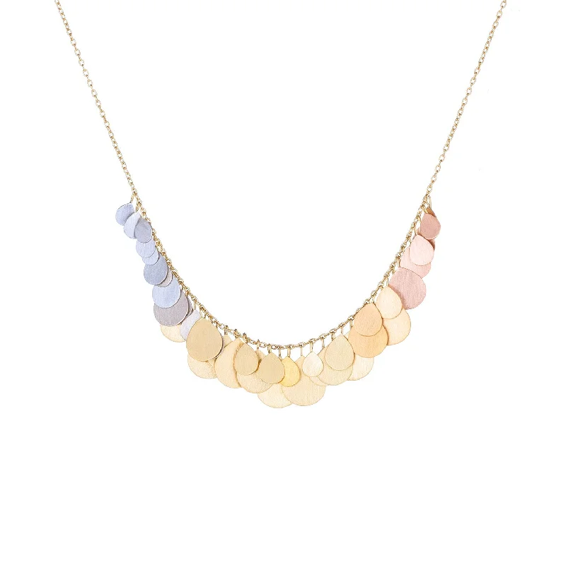 Satin marble necklace-Rainbow Petals Arc Necklace