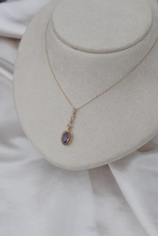 Pierced design necklace-Rebecca Amethyst Necklace (10K)