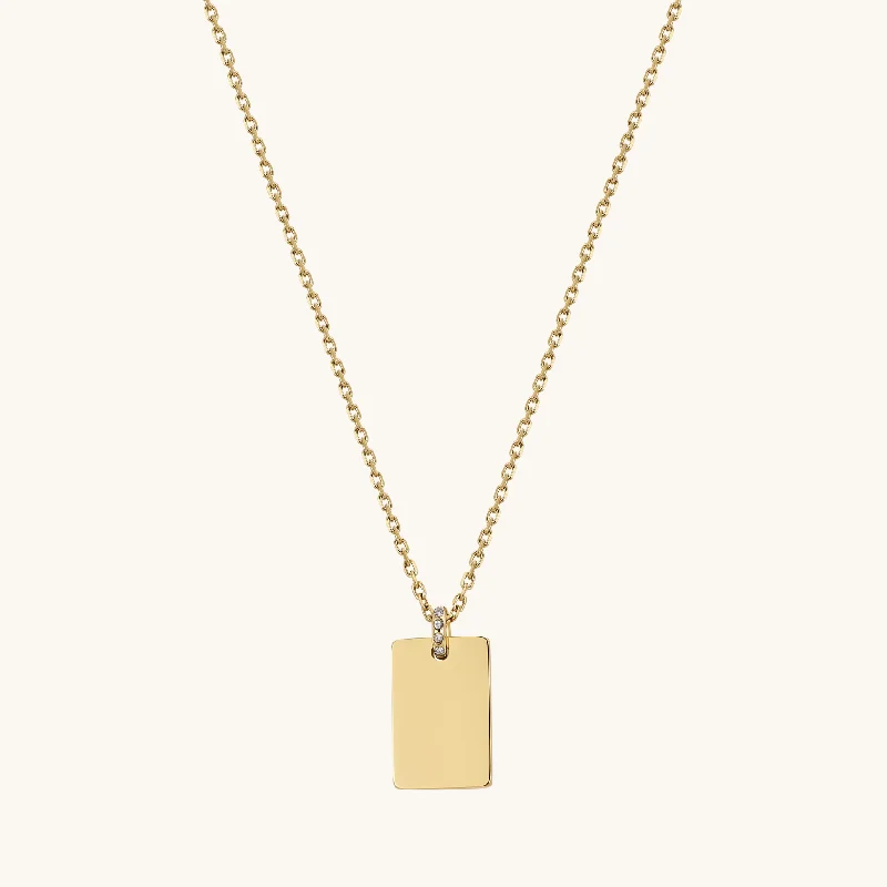 Stretch stone necklace-Engravable Pavé Pendant Necklace