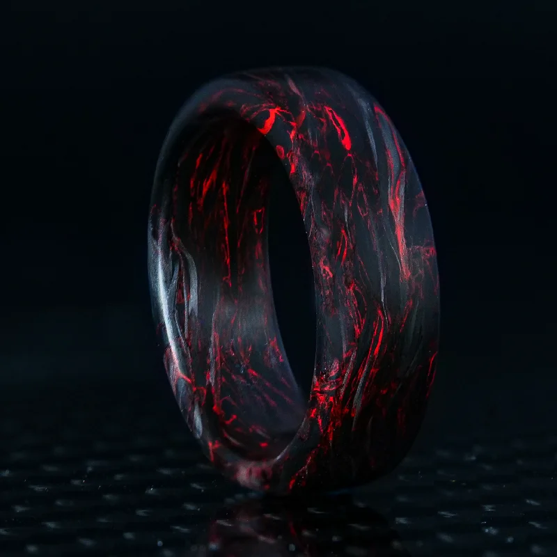 Gripped stone ring-Red Burl Carbon Fiber Ring