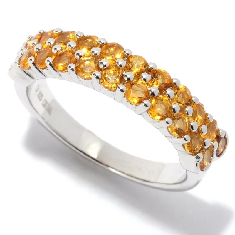 Astral design ring-Rhodium Over Sterling Silver 0.98ctw Citrine Band Ring