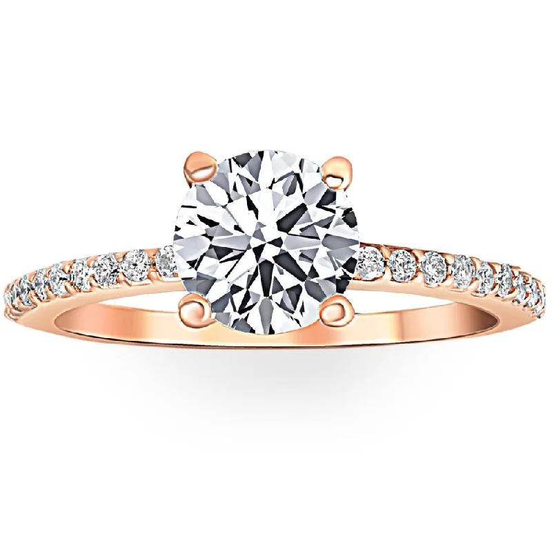 Bold moonstone ring-Rose Gold 1 3/4ct Diamond Engagement Ring Solitaire 14k Lab Grown