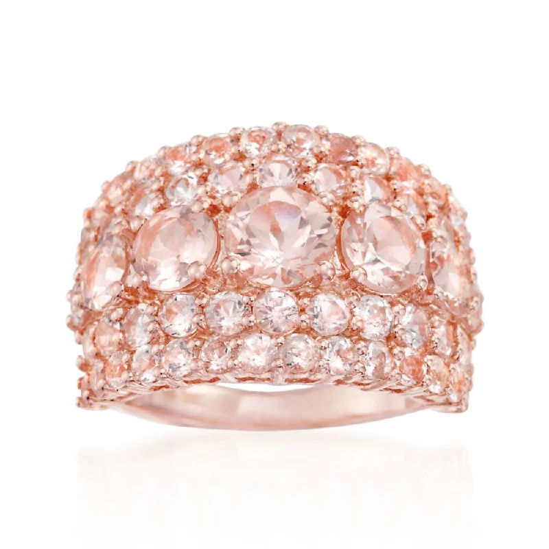 Subtle braid ring-Rose Gold Plated Over Sterling Silver Morganite Ring