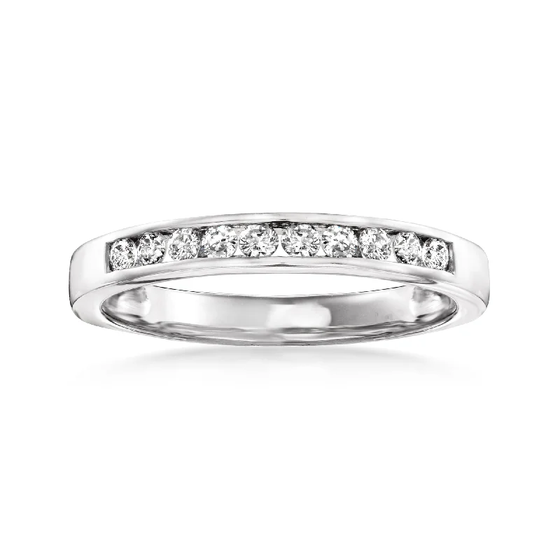 Sleek tungsten ring-Ross-Simons Channel-Set Diamond Wedding Band in 14kt White Gold