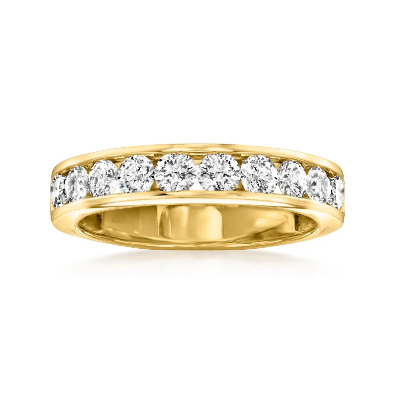 Intricate filigree ring-Ross-Simons Channel-Set Diamond Wedding Band in 14kt Yellow Gold