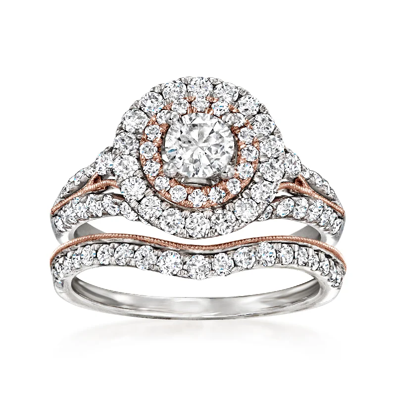 Aged bronze ring-Ross-Simons Diamond Bridal Set: Engagement and Wedding Rings in 14kt 2-Tone Gold