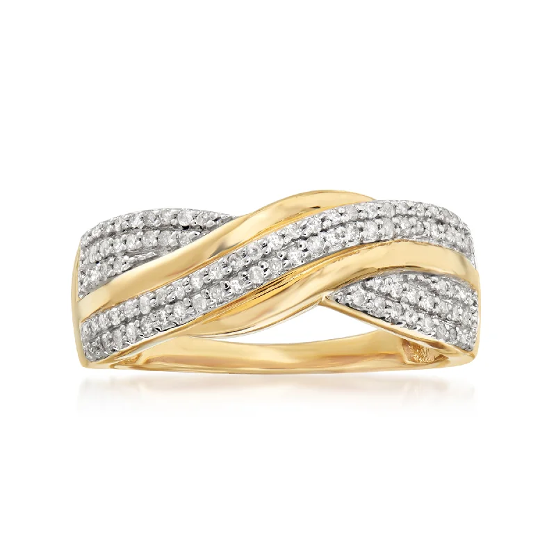 Satin marble ring-Ross-Simons Diamond Twist Ring in 18kt Gold Over Sterling