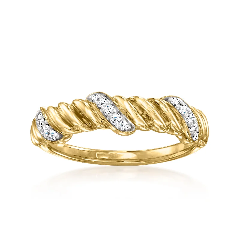 Varied stone ring-Ross-Simons Diamond Twisted Ring in 14kt Yellow Gold