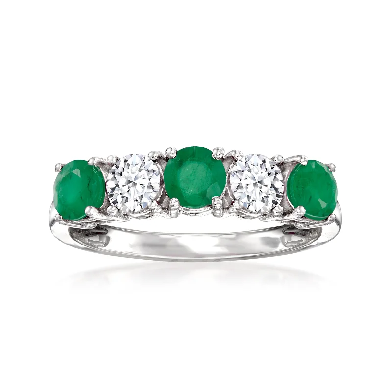 Dense sapphire ring-Ross-Simons Emerald and . Lab-Grown Diamond Ring in 14kt White Gold