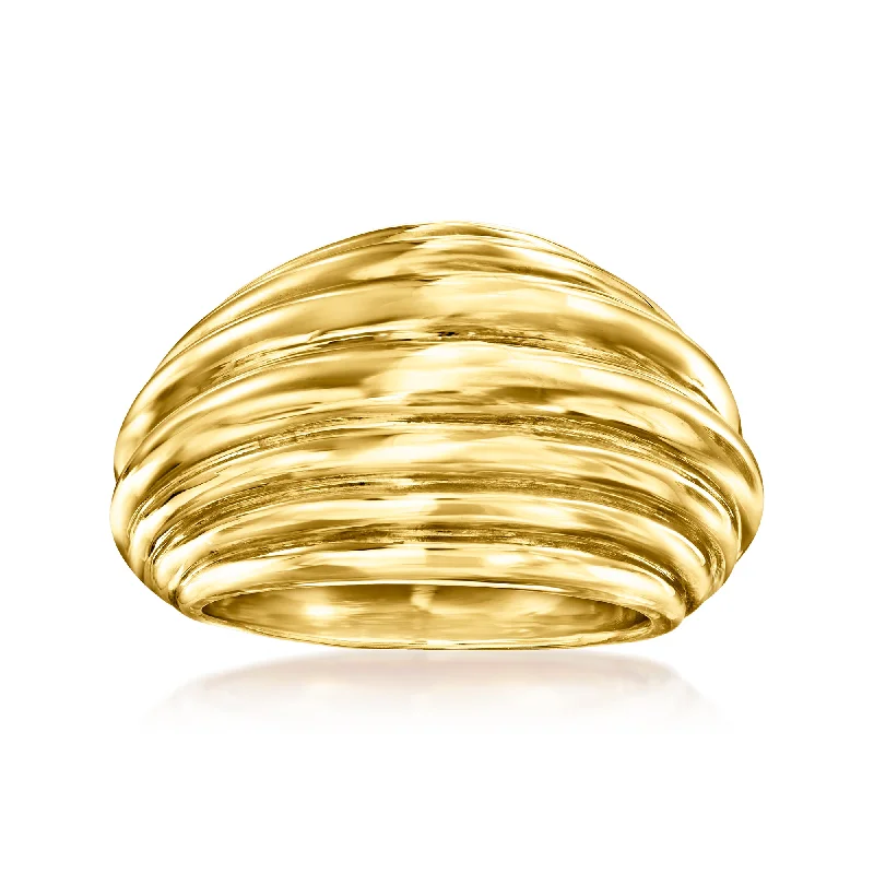 Stacked birthstone ring-Ross-Simons Italian 14kt Yellow Gold Fluted Ring