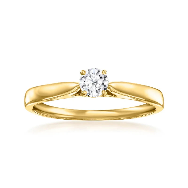 Slim band ring-Ross-Simons Lab-Grown Diamond Solitaire Ring in 18kt Gold Over Sterling