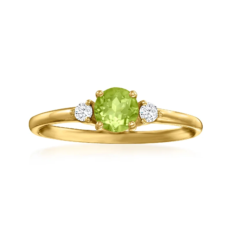 Crested wave ring-Ross-Simons Peridot and . Diamond Ring in 14kt Yellow Gold