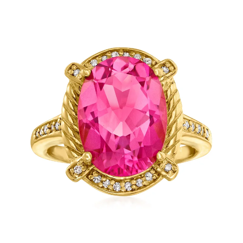 Sleek design ring-Ross-Simons Pink Topaz and . White Topaz Ring Ring in 18kt Gold Over Sterling